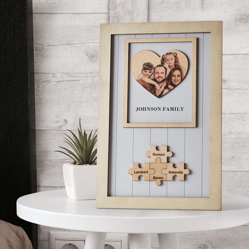 MOTHERS DAY FRAMES PERSONALISED GIFT FOR FAMILY WOODEN HEART PHOTO FRAME