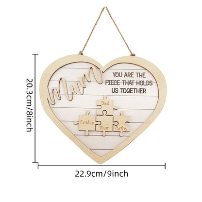 You Are The Piece That Holds Us Together Mom - Personalized Wooden Puzzle Sign