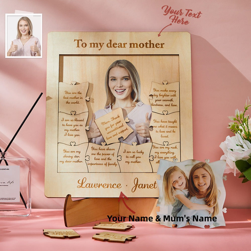 Custom Photo Name Acrylic Wooden Puzzle Mother's Day Decoration Gift