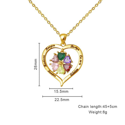 💕Personalized Names Heart Necklace With Birthstones