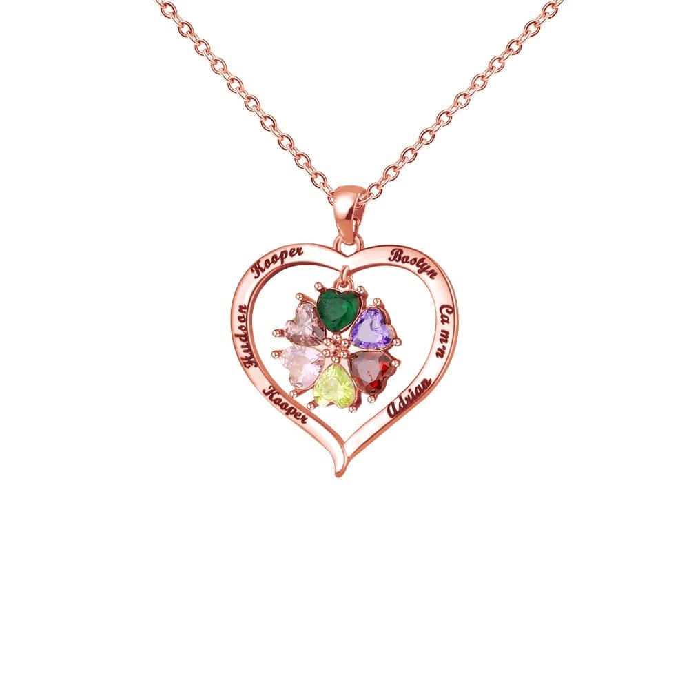 💕Personalized Names Heart Necklace With Birthstones