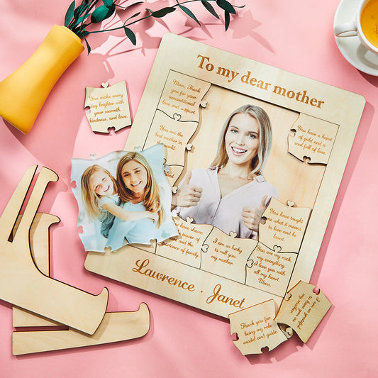 Custom Photo Name Acrylic Wooden Puzzle Mother's Day Decoration Gift