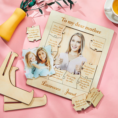 Custom Photo Name Acrylic Wooden Puzzle Mother's Day Decoration Gift