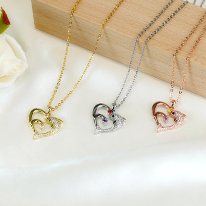 Customized Birthstone Heart Dolphin Necklace