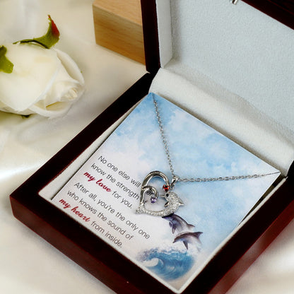 Customized Birthstone Heart Dolphin Necklace