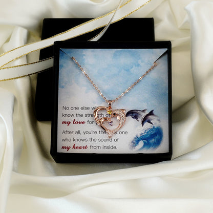 Customized Birthstone Heart Dolphin Necklace