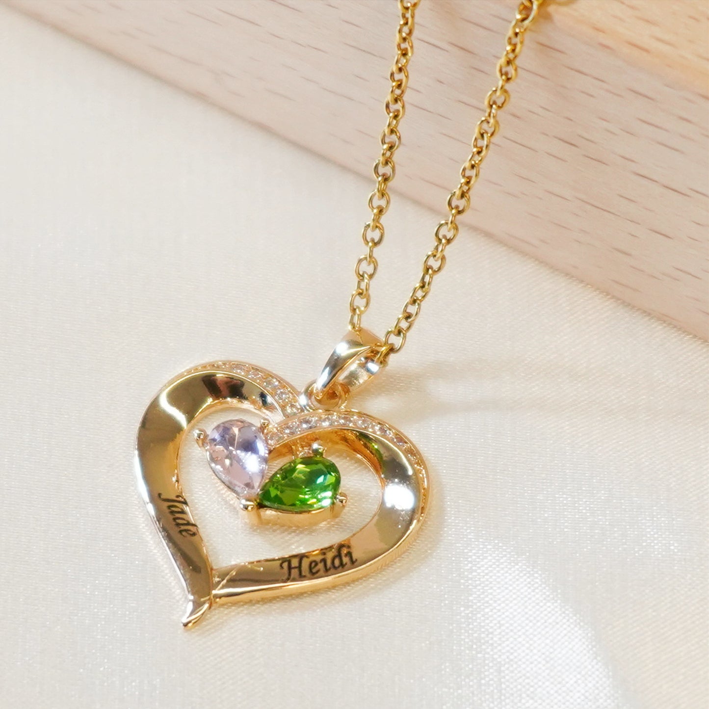 💕Personalized Names Heart Necklace With Birthstones