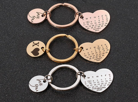 Personalized engraved calendar keychain