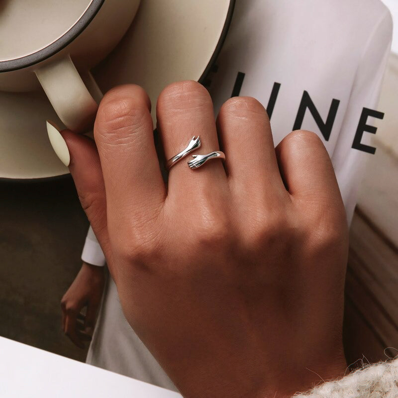 Adjustable Sterling Silver Hug Ring