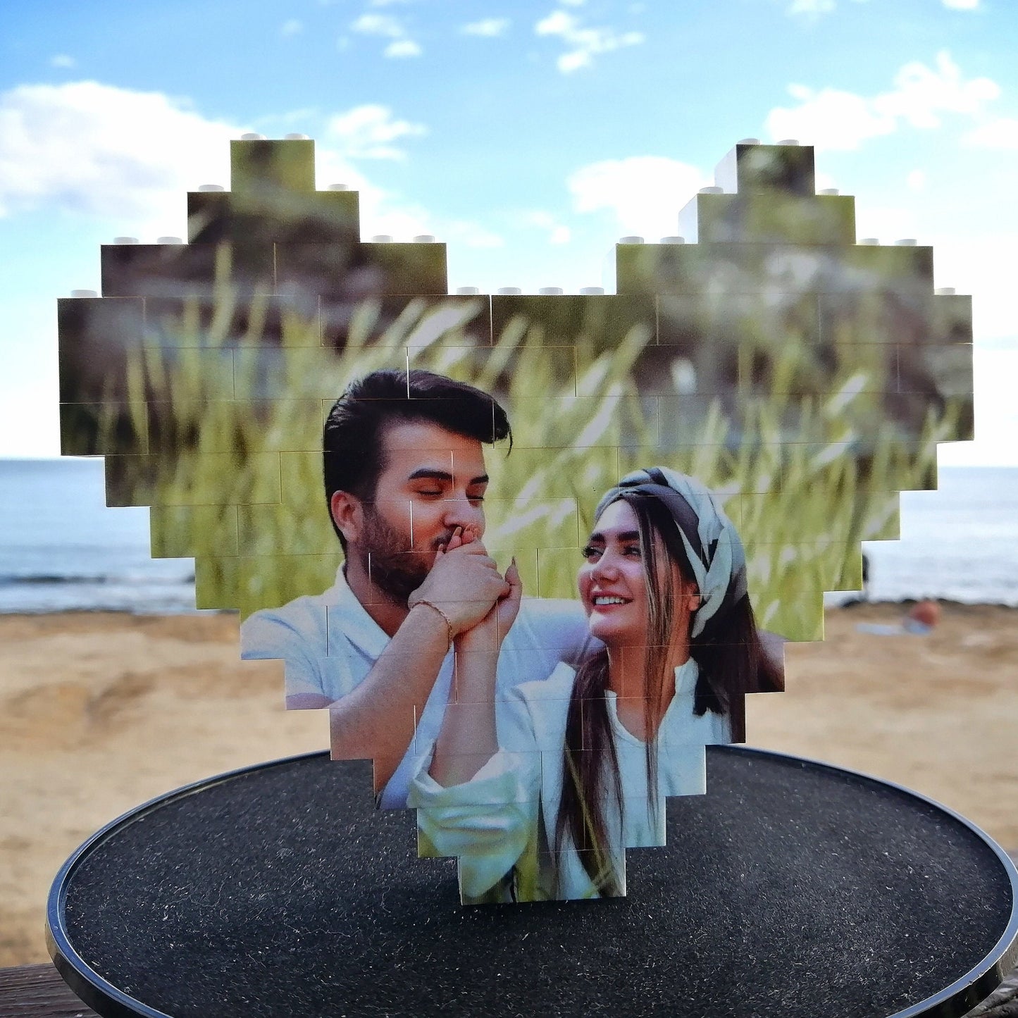 Custom Photos Heart Shaped Building Block Puzzle