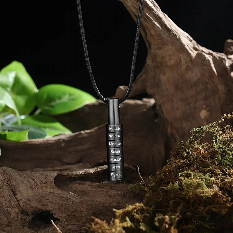 Personalized Engraved Cylinder Bar Necklace