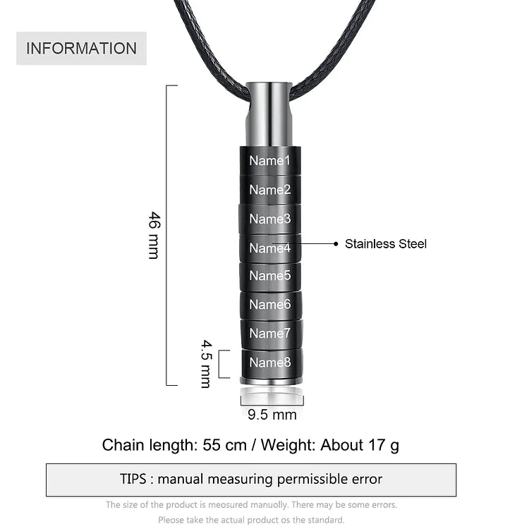 Personalized Engraved Cylinder Bar Necklace