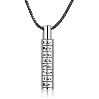Personalized Engraved Cylinder Bar Necklace