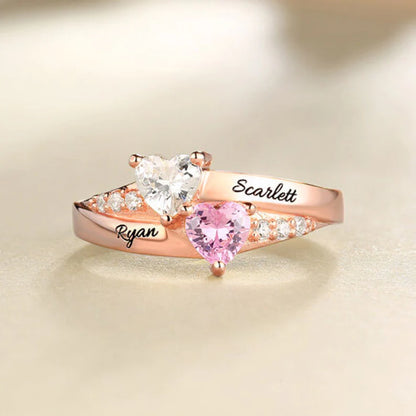 💕Customized Engarving Heart Birthstone Flower Ring