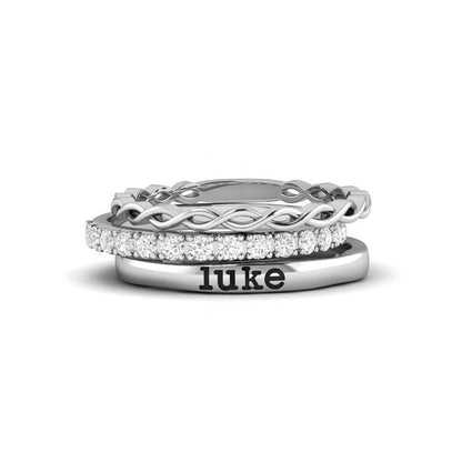 Twine Personalized Halo Engagement Ring Stack