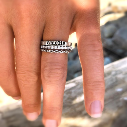 Twine Personalized Halo Engagement Ring Stack