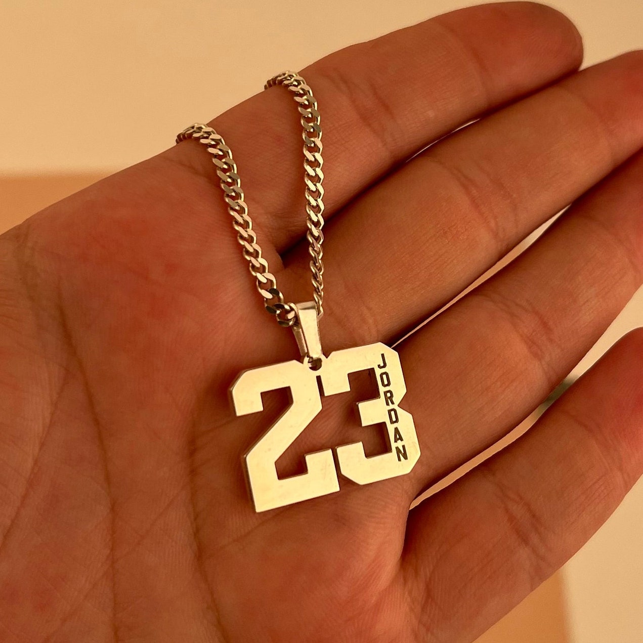 STAINLESS STEEL NUMBER PENDANT