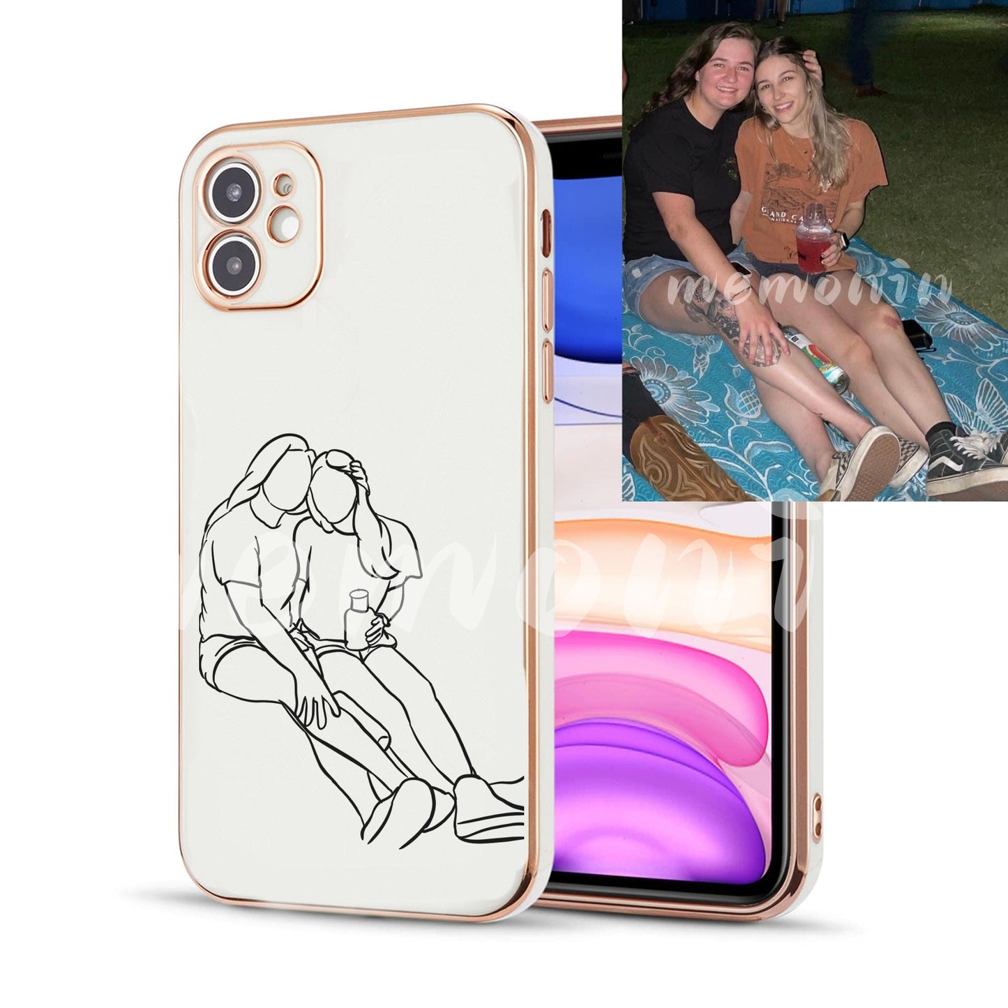 Custom Line Art Phone Case (Gold Edge)