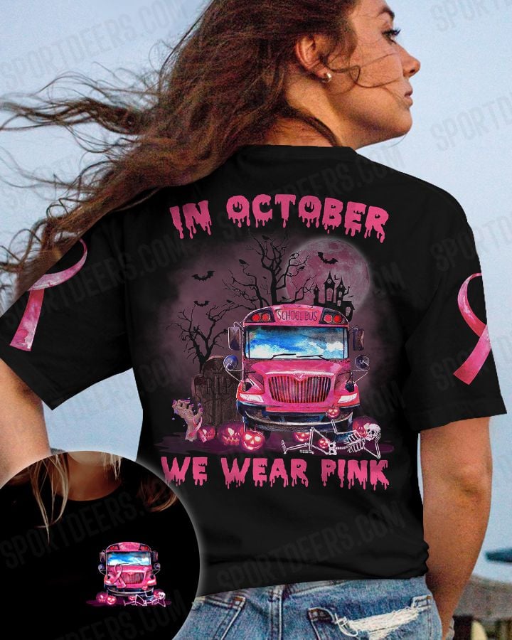 Pink Bus Dark Moon Halloween Breast Cancer T-shirt - TG0822