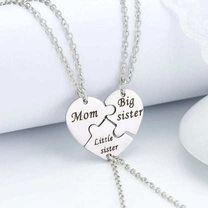 Heart Pendant Puzzle Necklace with Birthstone