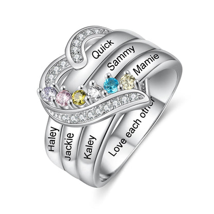 Customized Heart Birthstone Ring