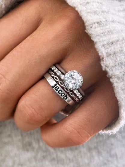 Twine Personalized Halo Engagement Ring Stack
