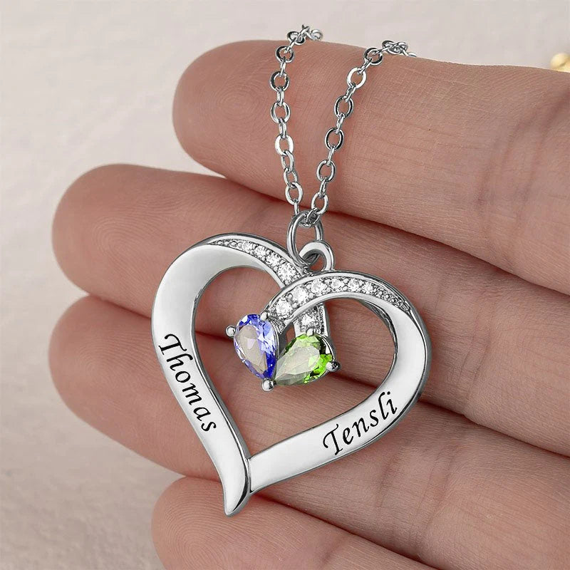 💕Personalized Names Heart Necklace With Birthstones