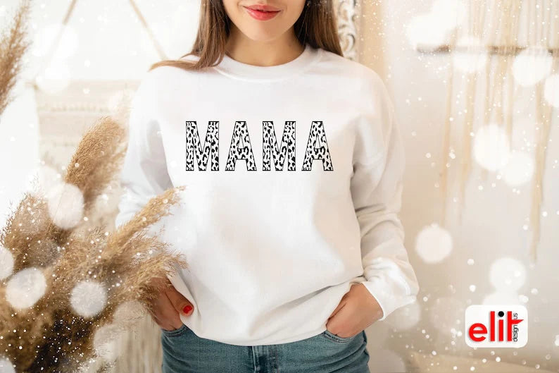 Leopard Print Mama Sweatshirt Gifts for Mom