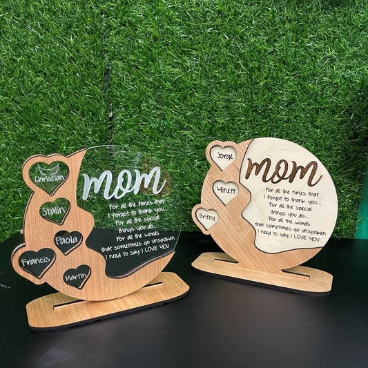 Gifts for Mom, Grandma Personalized Cherrywood - Acrylic - Birch wood Plaque