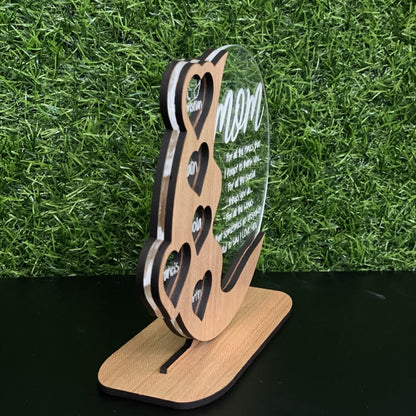 Gifts for Mom, Grandma Personalized Cherrywood - Acrylic - Birch wood Plaque