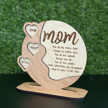 Gifts for Mom, Grandma Personalized Cherrywood - Acrylic - Birch wood Plaque