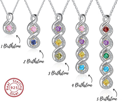 Personalized Mothers Rings Necklace with Birthstones
