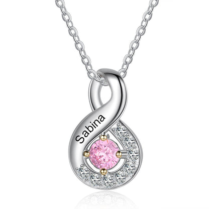 Personalized Mothers Rings Necklace with Birthstones