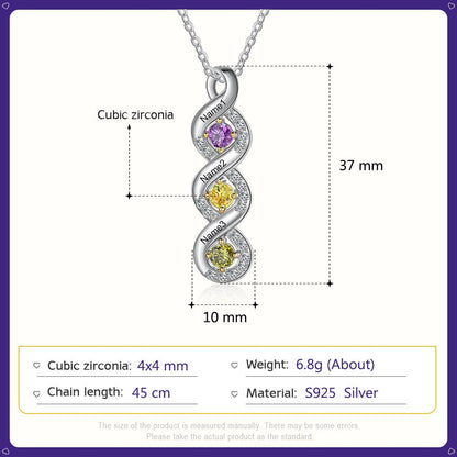 Personalized Mothers Rings Necklace with Birthstones