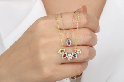 Multicolor Crystal Birthday Stone Necklace