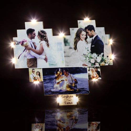 Custom Heart Shape Photo Collage Lamp with Your Photos