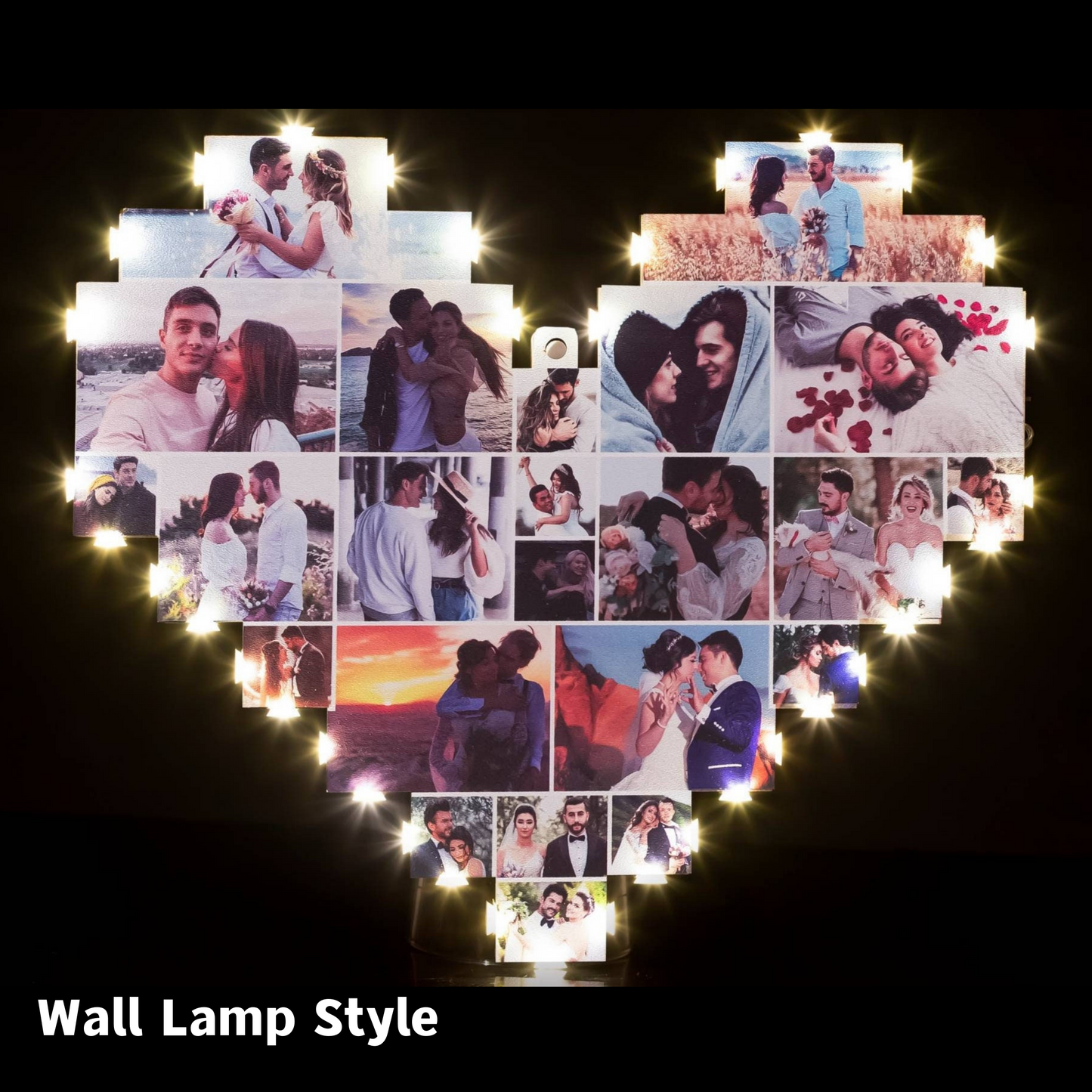 Valentine's Day Custom Heart Shape Photo Collage Lamp