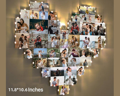 Custom Heart Shape Photo Collage Lamp with Your Photos