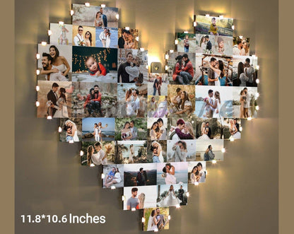Valentine's Day Custom Heart Shape Photo Collage Lamp
