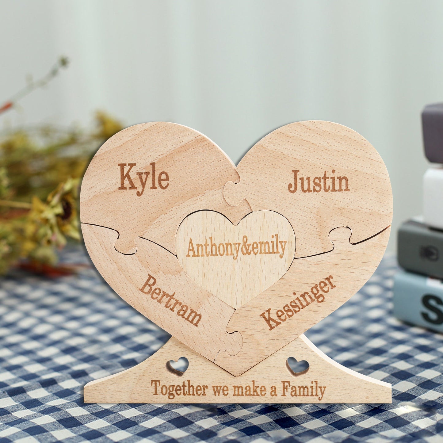 Custom Wooden Name Heart Puzzle