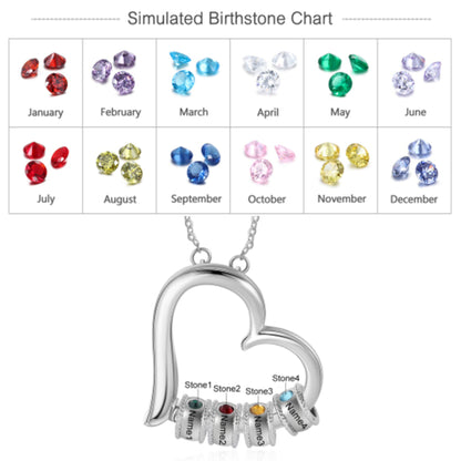 Personalized Family Heart Pendant Necklace