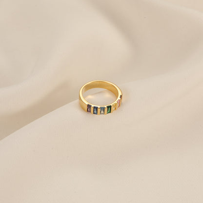 Wide Band Baguette Birthstone Ring