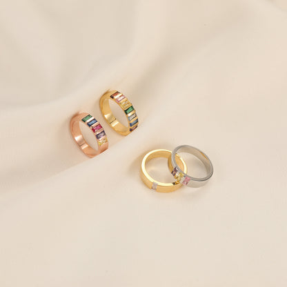 Wide Band Baguette Birthstone Ring