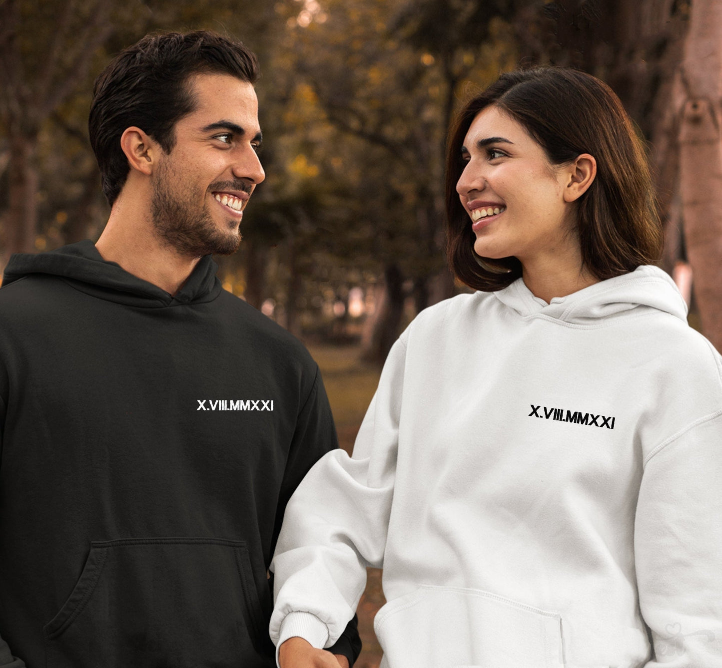 💕Custom Embroidered Roman Numeral Date Couple's Hoodies