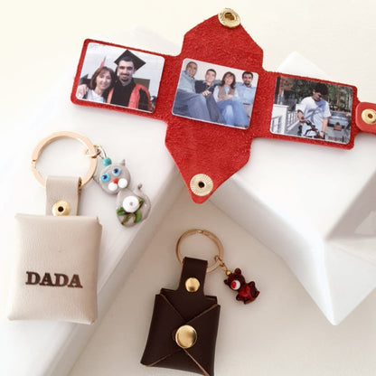 Personalized Photo Leather Envelope Keyring