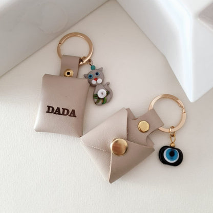 Personalized Photo Leather Envelope Keyring