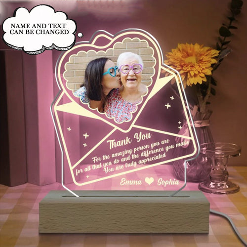 Personalized Photo Acrylic Night Light Gift for Mom