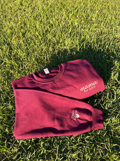 Personalized Embroidered EST Mom Sweatshirt