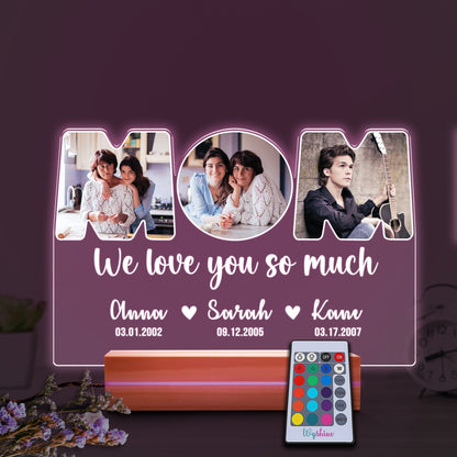 Personalized Photo Acrylic Night Light Gift for Mom
