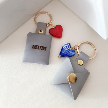 Personalized Photo Leather Envelope Keyring